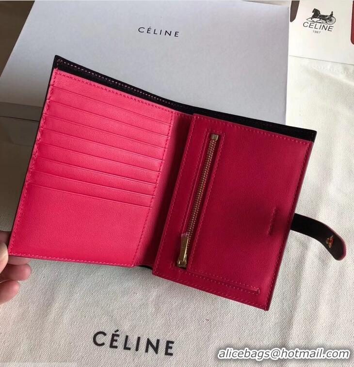 Hot Sell Celine Bicolour Medium Strap Multifunction Wallet 952102 Black/Red