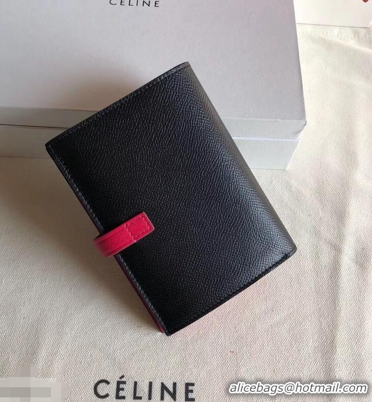 Hot Sell Celine Bicolour Medium Strap Multifunction Wallet 952102 Black/Red