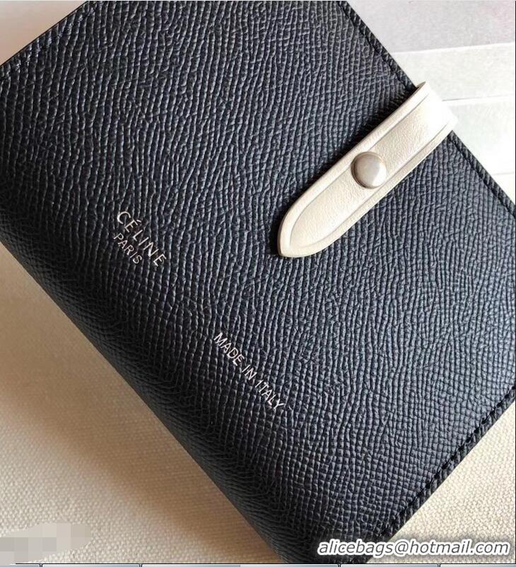 Original Celine Bicolour Medium Strap Multifunction Wallet 952102 Black/White