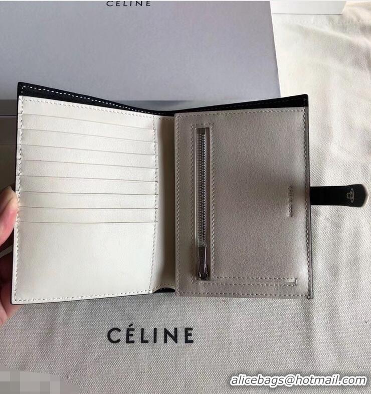 Original Celine Bicolour Medium Strap Multifunction Wallet 952102 Black/White