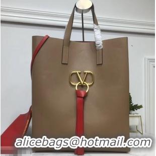 Top Quality Valentino N/S Long VRing Shopping Tote Bag 720050 Camel