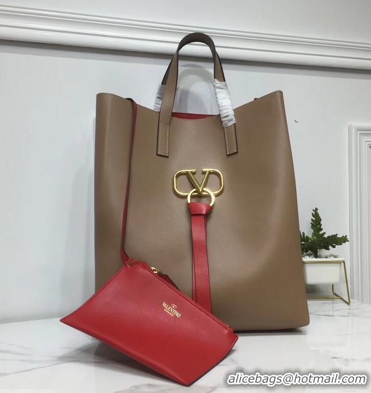 Top Quality Valentino N/S Long VRing Shopping Tote Bag 720050 Camel