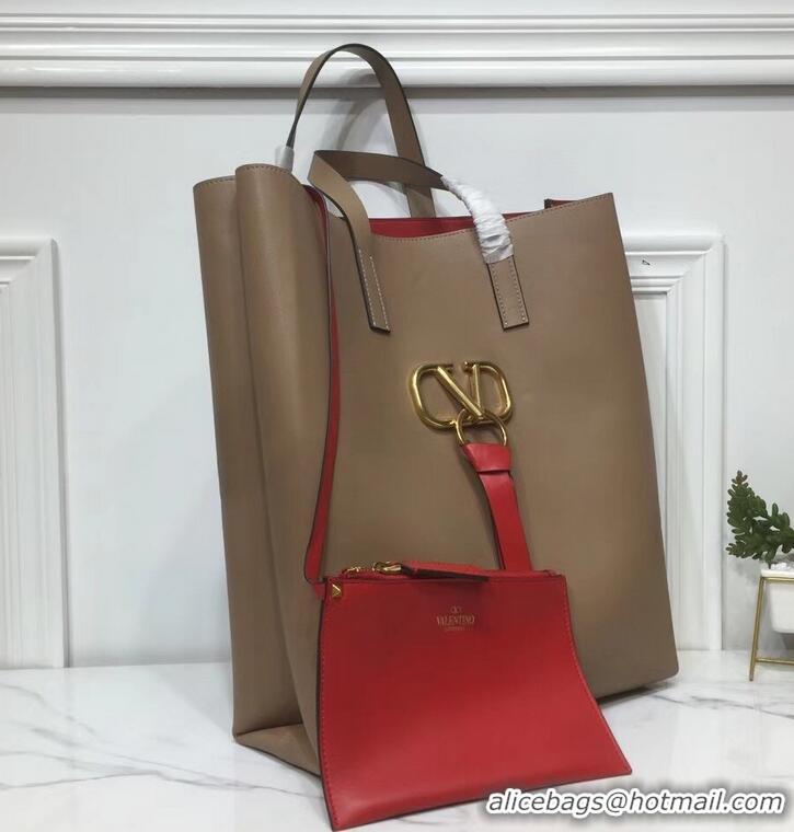 Top Quality Valentino N/S Long VRing Shopping Tote Bag 720050 Camel