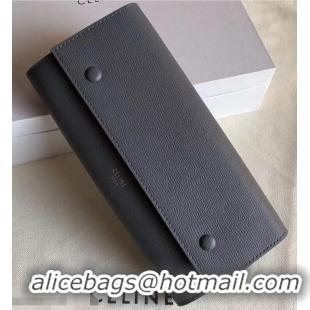 Specials Celine Epi Large Flap Multifunction Wallet 952139 Gray