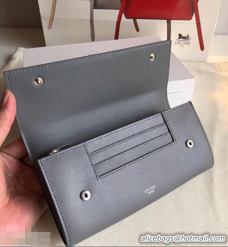 Specials Celine Epi Large Flap Multifunction Wallet 952139 Gray