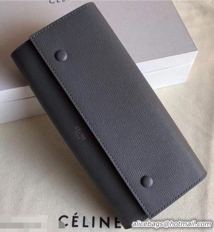 Specials Celine Epi Large Flap Multifunction Wallet 952139 Gray