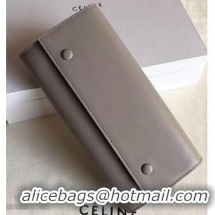 Discount Celine Epi Large Flap Multifunction Wallet 952139 Light Gray