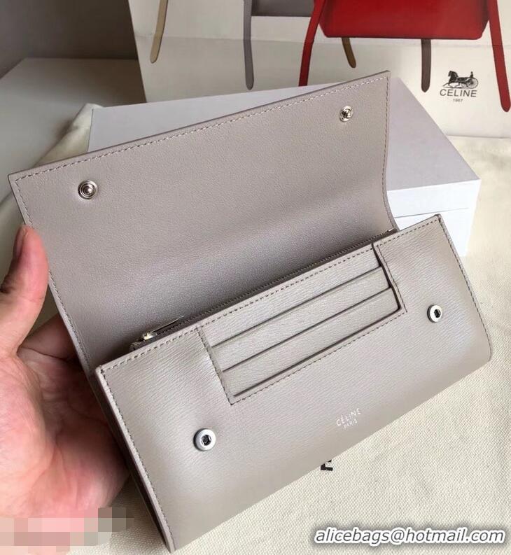 Discount Celine Epi Large Flap Multifunction Wallet 952139 Light Gray