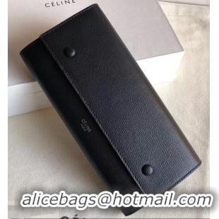 Discount Celine Epi Large Flap Multifunction Wallet 952139 Black