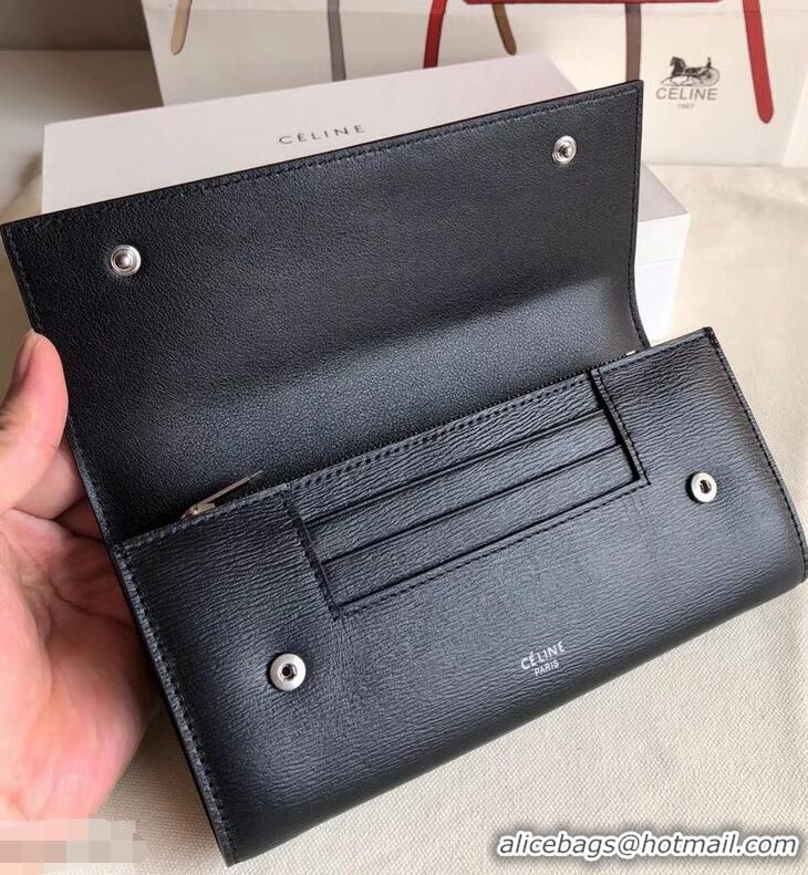 Discount Celine Epi Large Flap Multifunction Wallet 952139 Black