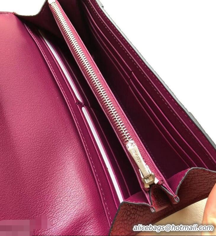 Super Celine Grained Leather Large Flap Multifunction Wallet 952145 Burgundy