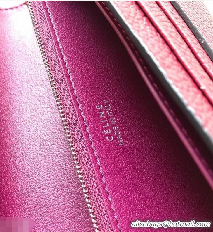 Super Celine Grained Leather Large Flap Multifunction Wallet 952145 Burgundy