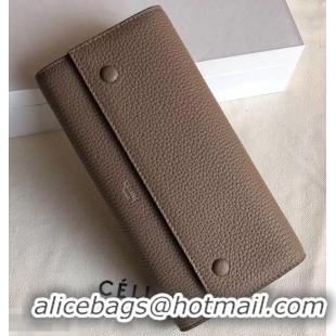 Low Cost Celine Grained Leather Large Flap Multifunction Wallet 952145 Camel