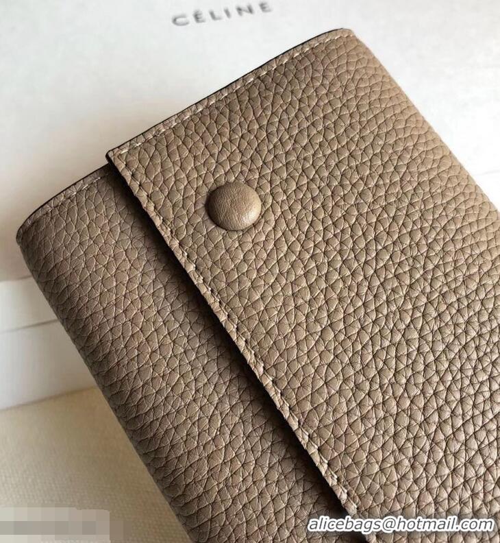 Low Cost Celine Grained Leather Large Flap Multifunction Wallet 952145 Camel