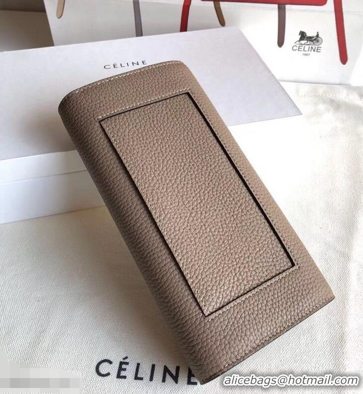 Low Cost Celine Grained Leather Large Flap Multifunction Wallet 952145 Camel