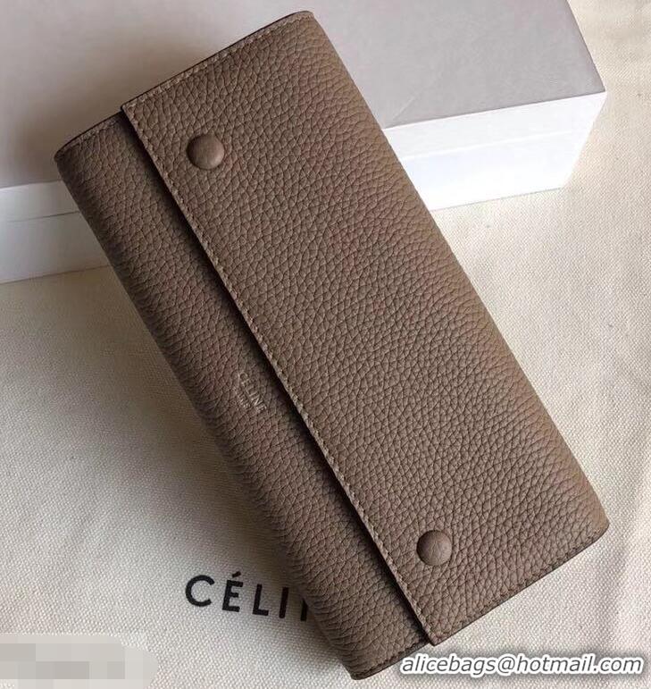 Low Cost Celine Grained Leather Large Flap Multifunction Wallet 952145 Camel