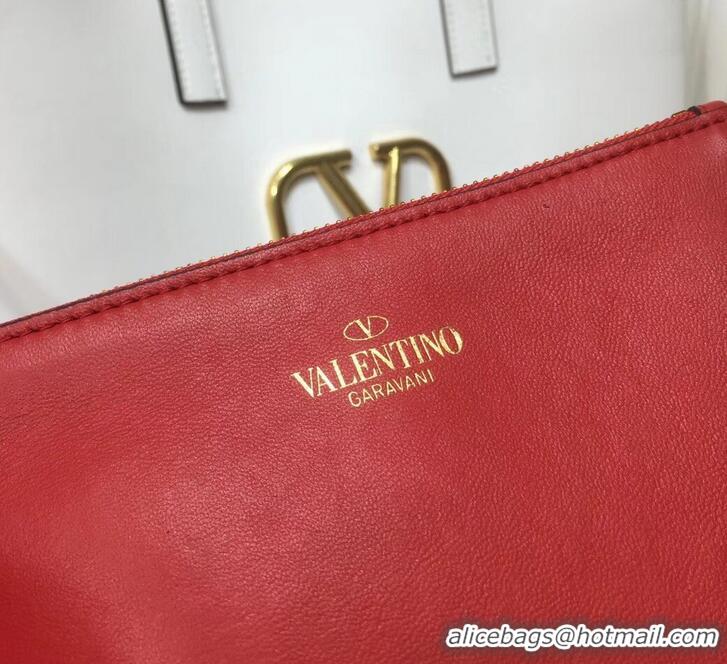 Top Design Valentino N/S Long VRing Shopping Tote Bag 720050 White