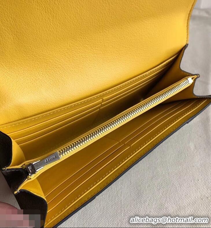 Most Popular Celine Grained Leather Large Flap Multifunction Wallet 952145 Etoupe