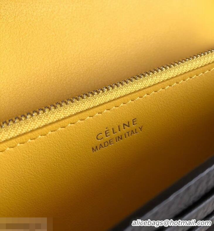 Low Cost Celine Grained Leather Large Flap Multifunction Wallet 952145 Black