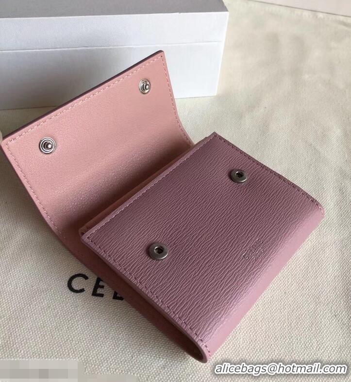 Duplicate Celine Epi Small Flap Folded Multifunction Wallet 952151 Light Pink