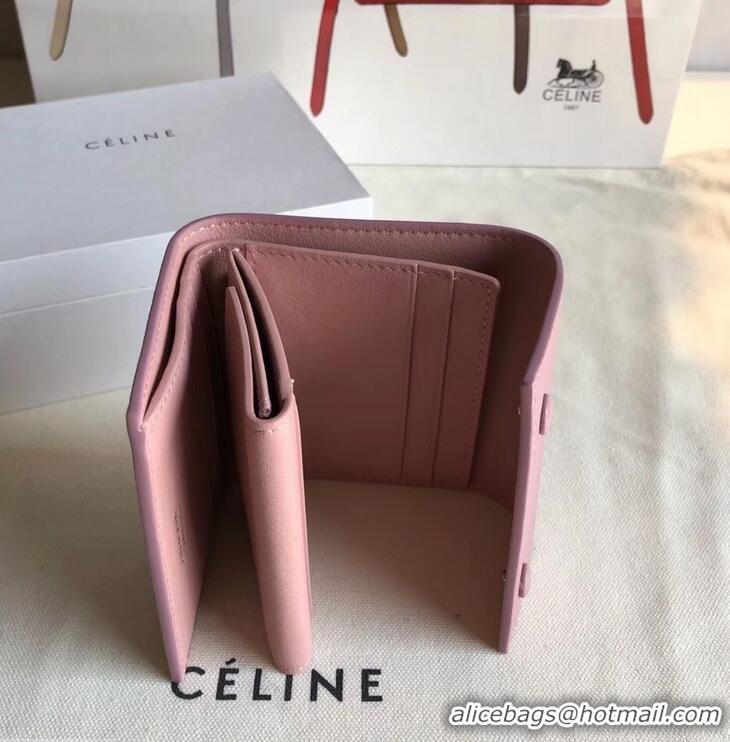 Duplicate Celine Epi Small Flap Folded Multifunction Wallet 952151 Light Pink