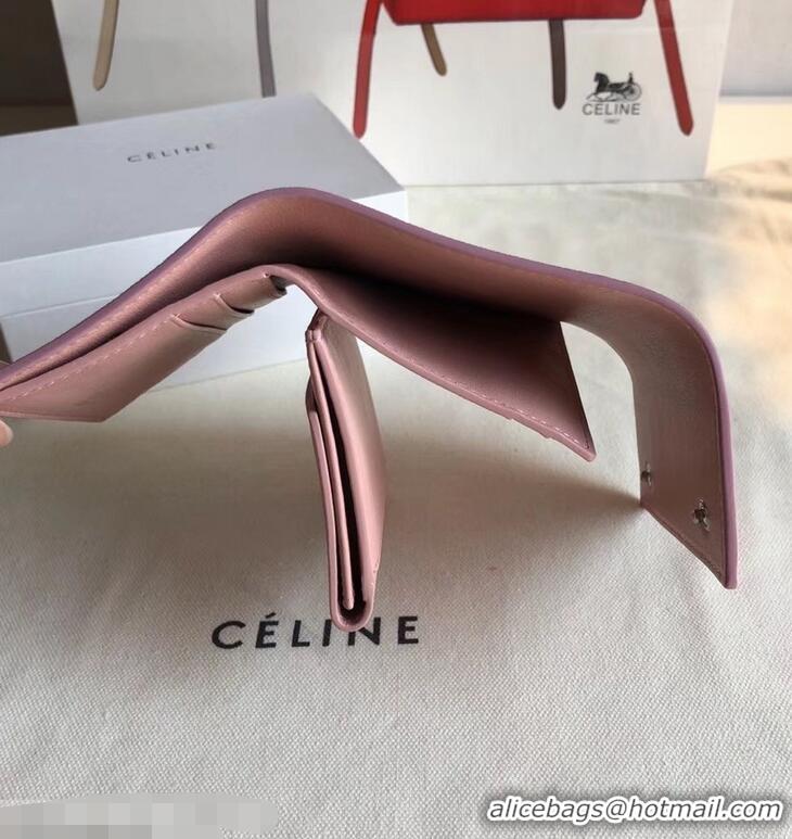 Duplicate Celine Epi Small Flap Folded Multifunction Wallet 952151 Light Pink