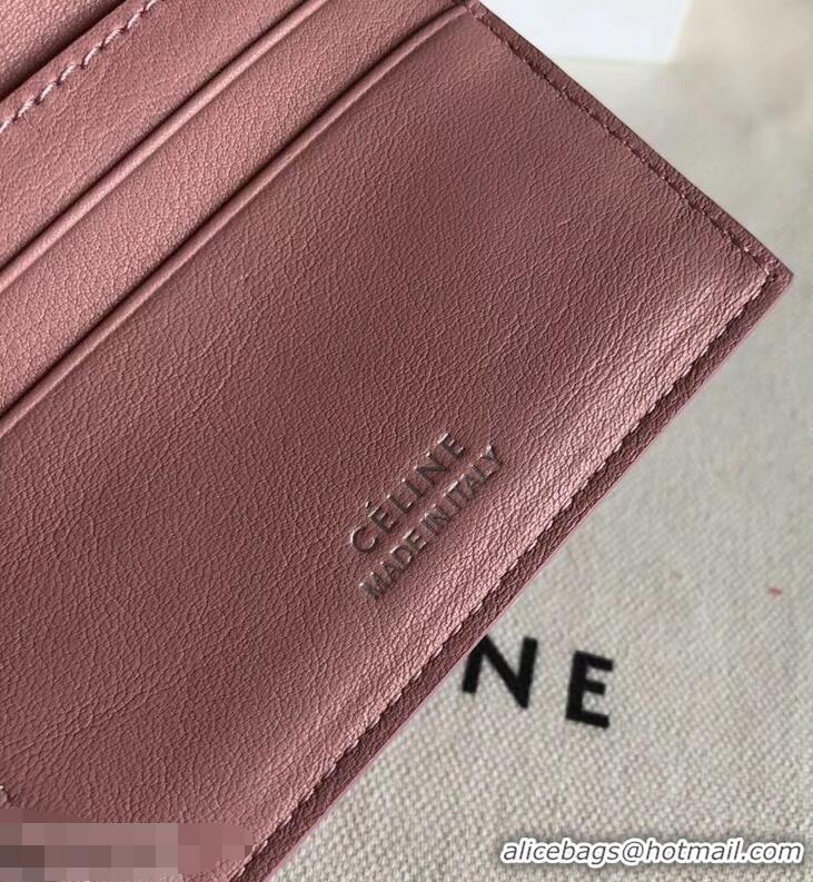 Duplicate Celine Epi Small Flap Folded Multifunction Wallet 952151 Light Pink