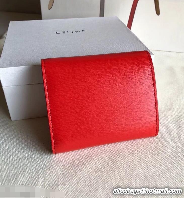 Crafted Celine Epi Small Flap Folded Multifunction Wallet 952151 Red