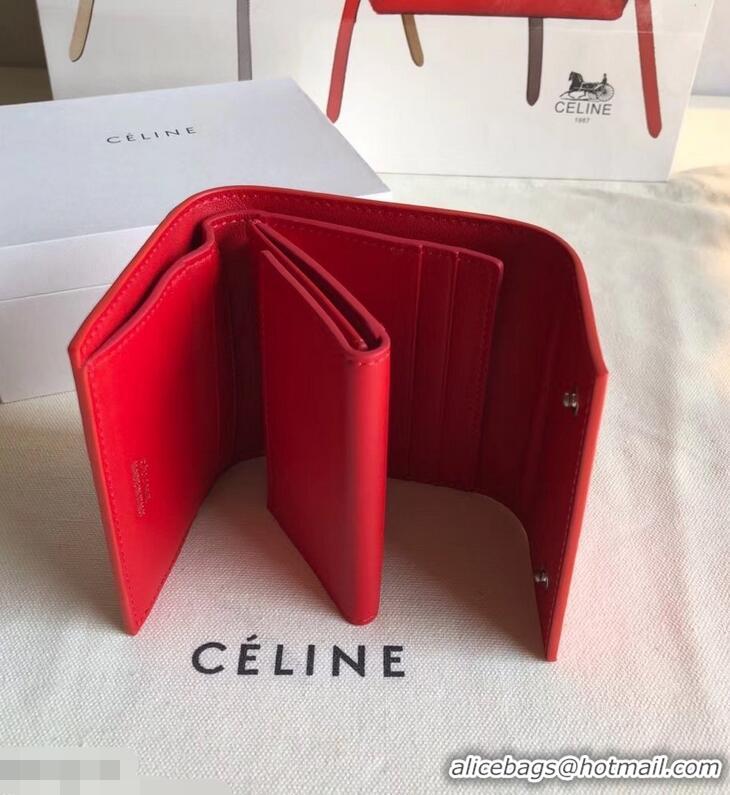 Crafted Celine Epi Small Flap Folded Multifunction Wallet 952151 Red