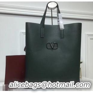 Good Product Valentino N/S Long VRing Shopping Tote Bag 720050 Dark Green