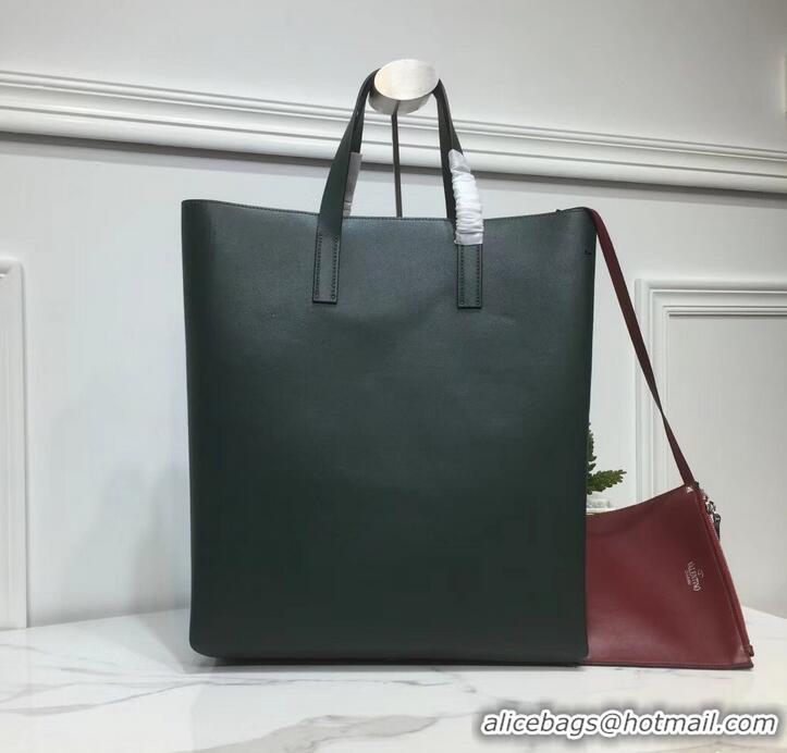 Good Product Valentino N/S Long VRing Shopping Tote Bag 720050 Dark Green