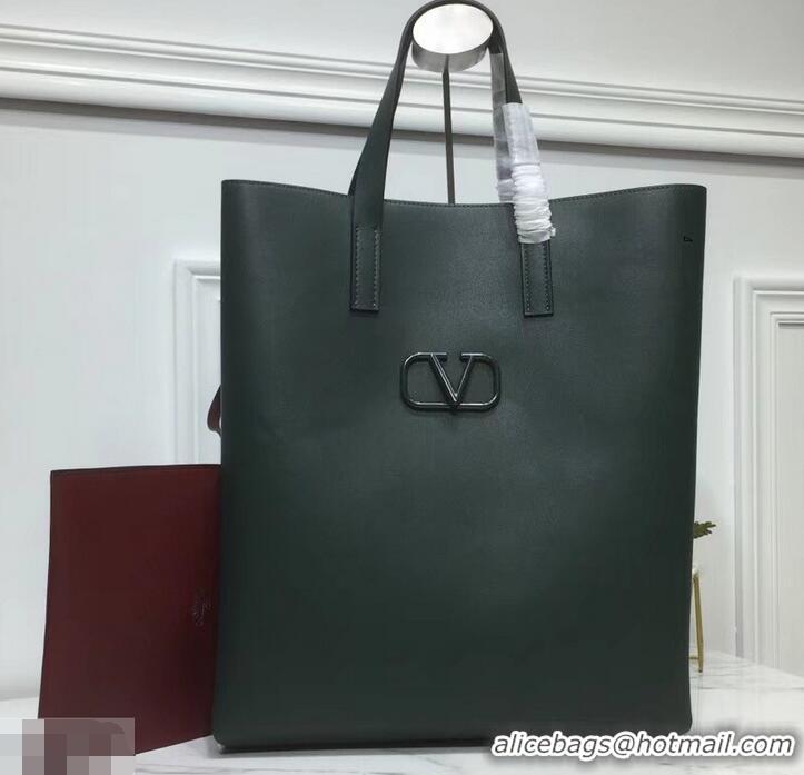 Good Product Valentino N/S Long VRing Shopping Tote Bag 720050 Dark Green