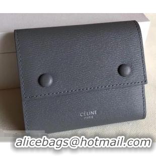 Expensive Celine Epi Small Flap Folded Multifunction Wallet 952151 Gray