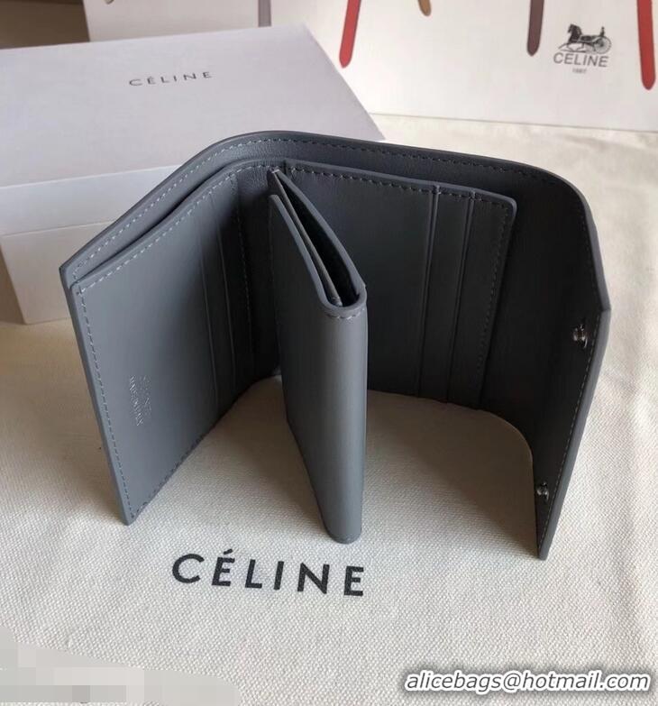 Expensive Celine Epi Small Flap Folded Multifunction Wallet 952151 Gray