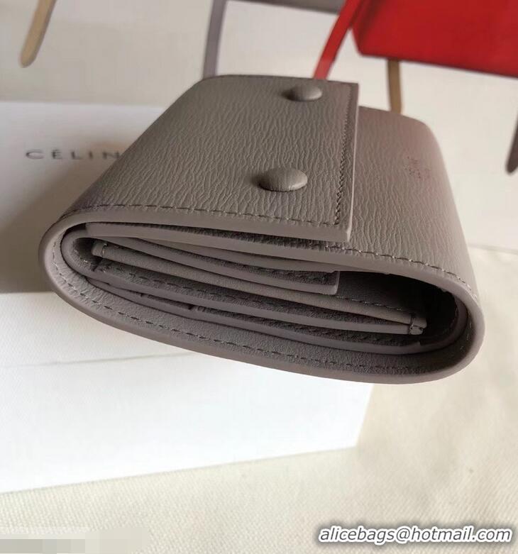 Refined Celine Epi Small Flap Folded Multifunction Wallet 952151 Light Gray