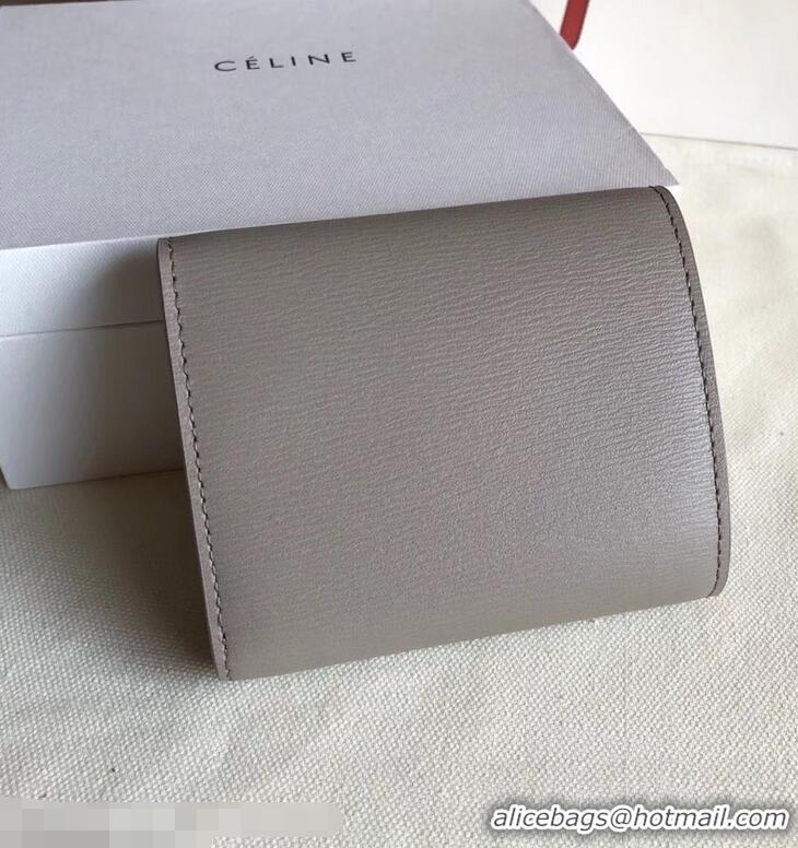 Refined Celine Epi Small Flap Folded Multifunction Wallet 952151 Light Gray