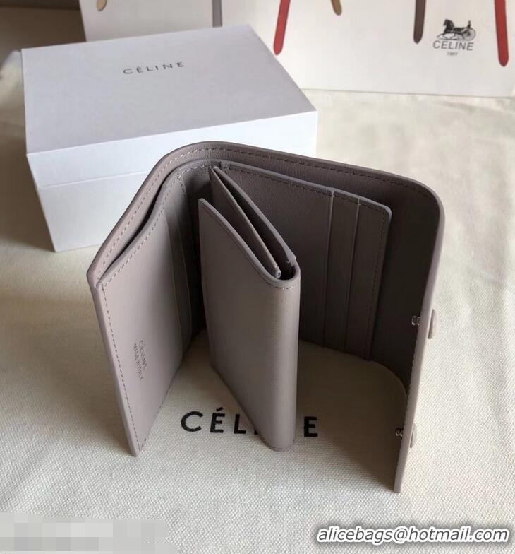 Refined Celine Epi Small Flap Folded Multifunction Wallet 952151 Light Gray