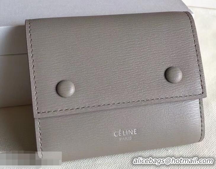 Refined Celine Epi Small Flap Folded Multifunction Wallet 952151 Light Gray