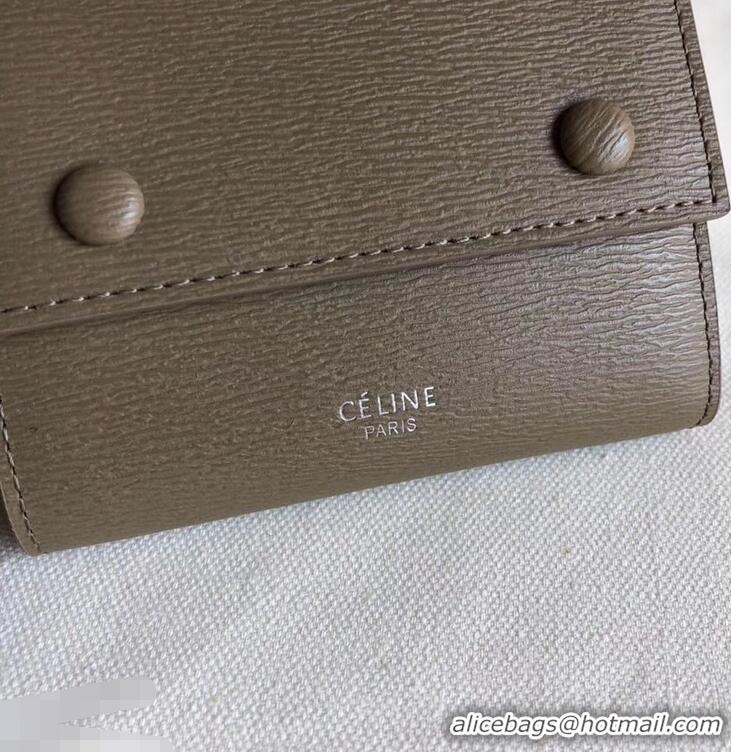 Generous Celine Epi Small Flap Folded Multifunction Wallet 952151 Coffee