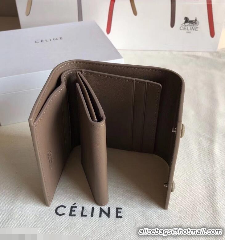 Generous Celine Epi Small Flap Folded Multifunction Wallet 952151 Coffee