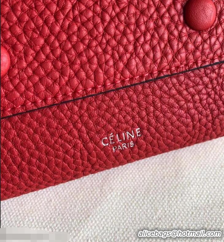 Discount Celine Grained Leather Small Flap Folded Multifunction Wallet 952157 Red