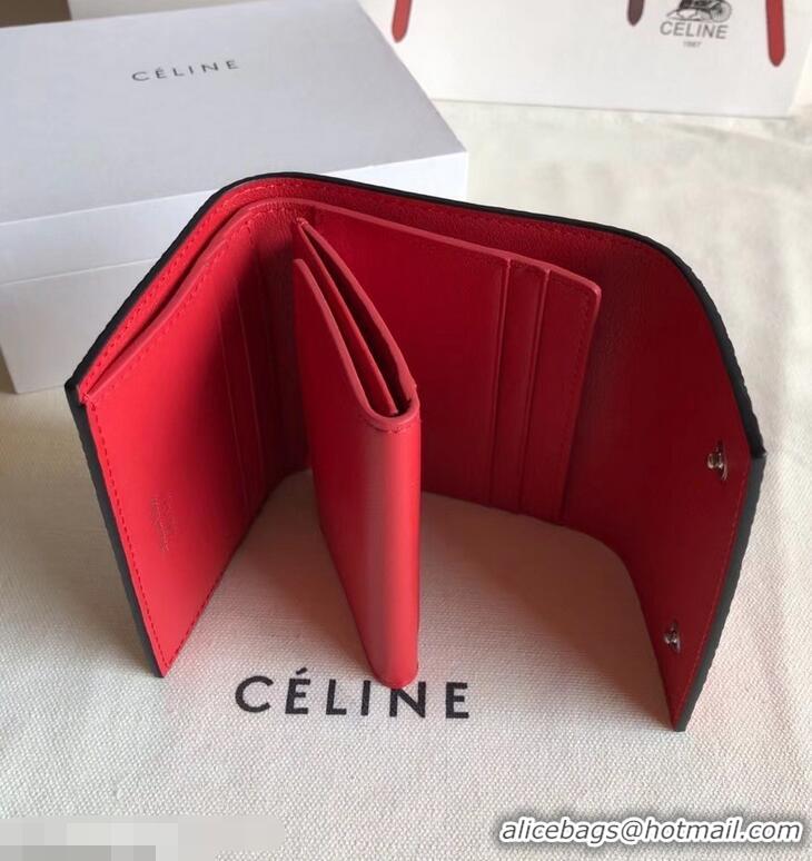 Discount Celine Grained Leather Small Flap Folded Multifunction Wallet 952157 Red