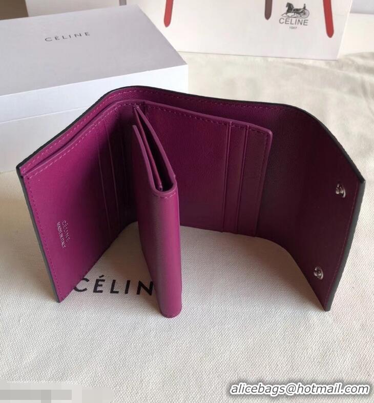 Hot Sell Celine Grained Leather Small Flap Folded Multifunction Wallet 952157 Burgundy