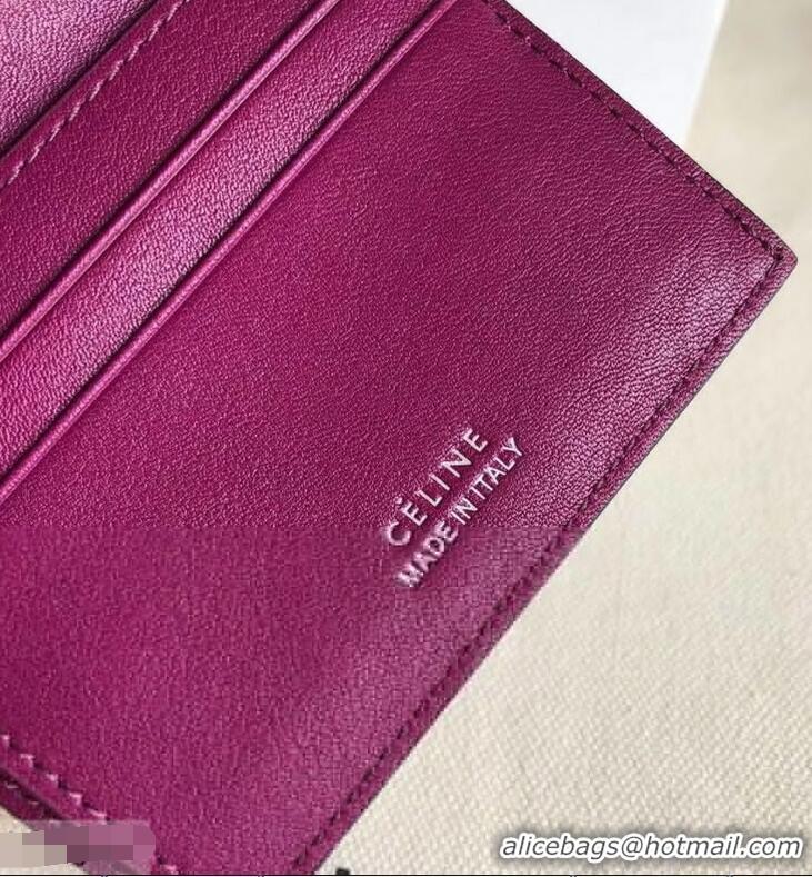 Hot Sell Celine Grained Leather Small Flap Folded Multifunction Wallet 952157 Burgundy