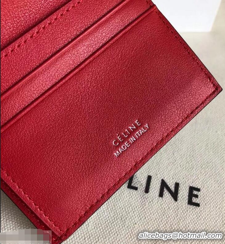 Classic Celine Grained Leather Small Flap Folded Multifunction Wallet 952157 Light Gray