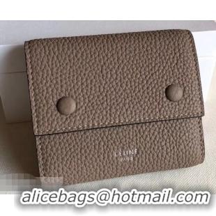 Fashion Celine Grained Leather Small Flap Folded Multifunction Wallet 952157 Camel