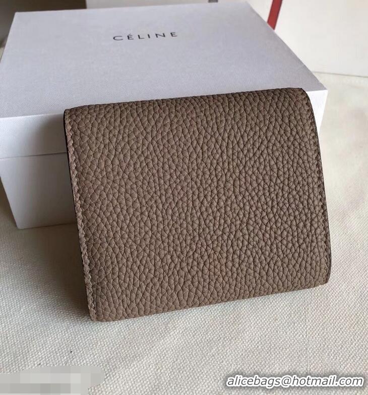 Fashion Celine Grained Leather Small Flap Folded Multifunction Wallet 952157 Camel