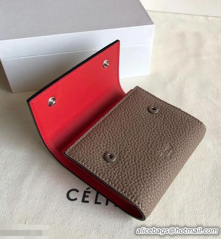 Fashion Celine Grained Leather Small Flap Folded Multifunction Wallet 952157 Camel