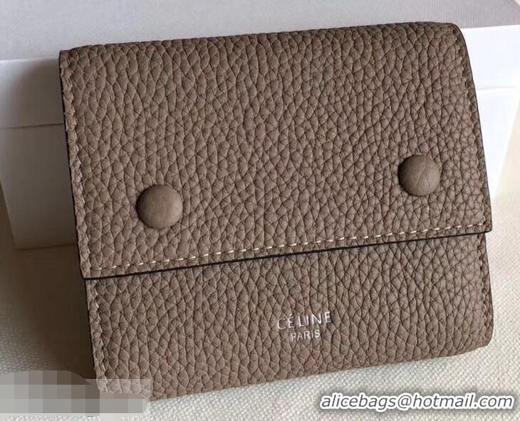 Fashion Celine Grained Leather Small Flap Folded Multifunction Wallet 952157 Camel