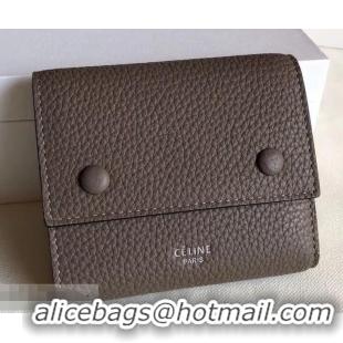 Best Price Celine Grained Leather Small Flap Folded Multifunction Wallet 952157 Etoupe